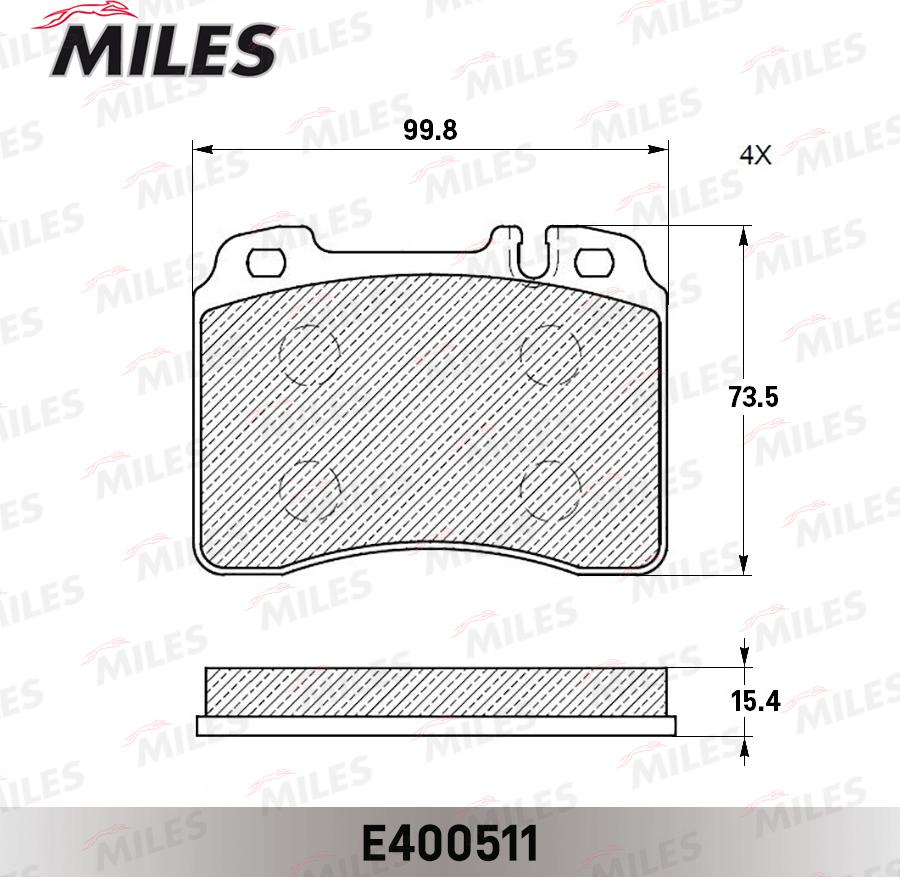 Miles E400511 - Тормозные колодки, дисковые, комплект avtokuzovplus.com.ua