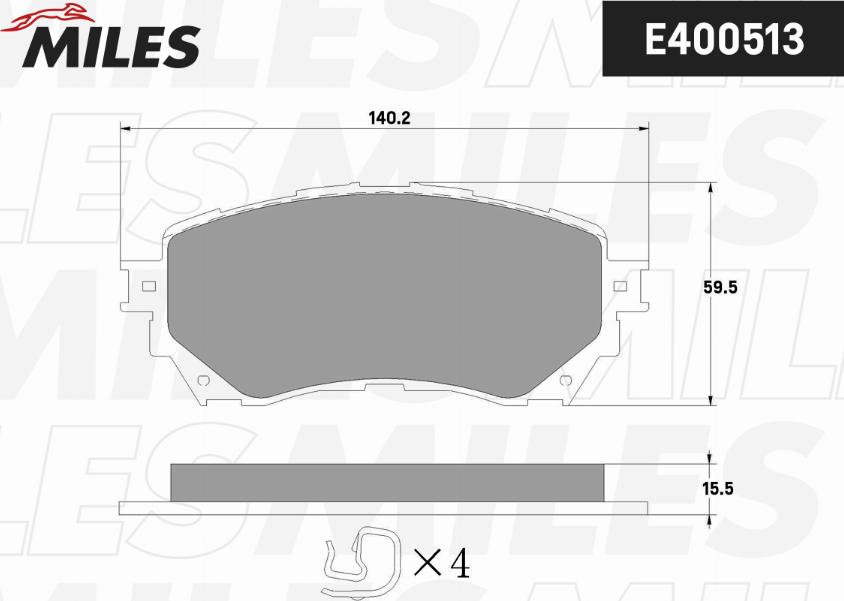 Miles E400513 - Гальмівні колодки, дискові гальма autocars.com.ua