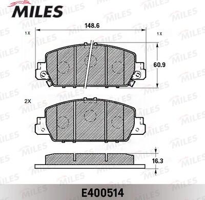 Miles E400514 - Тормозные колодки, дисковые, комплект avtokuzovplus.com.ua