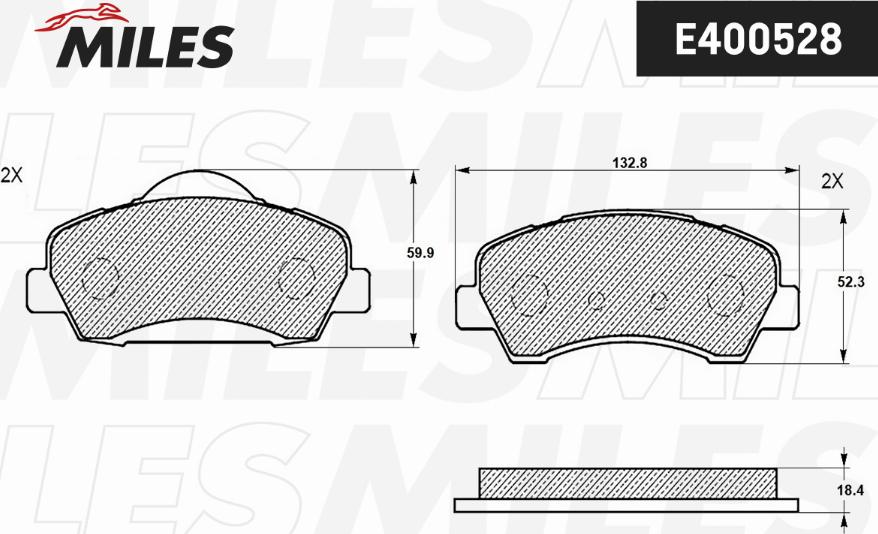 Miles E400528 - Гальмівні колодки, дискові гальма autocars.com.ua