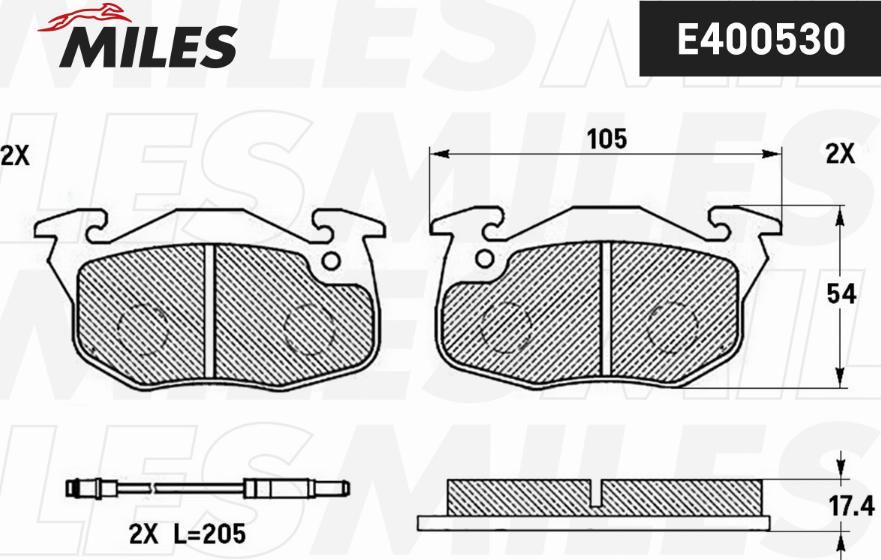 Miles E400530 - Гальмівні колодки, дискові гальма autocars.com.ua