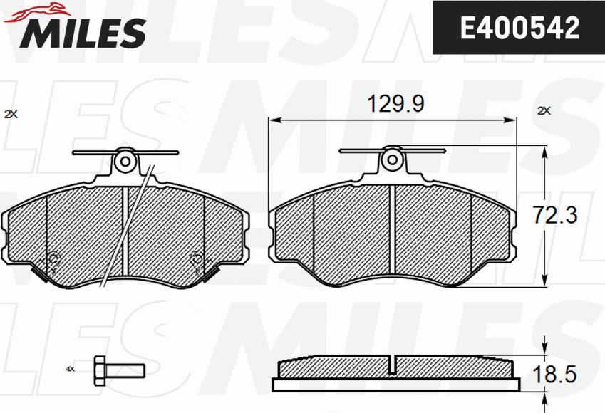 Miles E400542 - Гальмівні колодки, дискові гальма autocars.com.ua