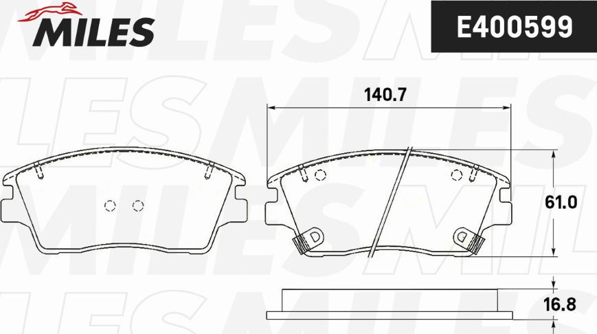 Miles E400599 - Гальмівні колодки, дискові гальма autocars.com.ua