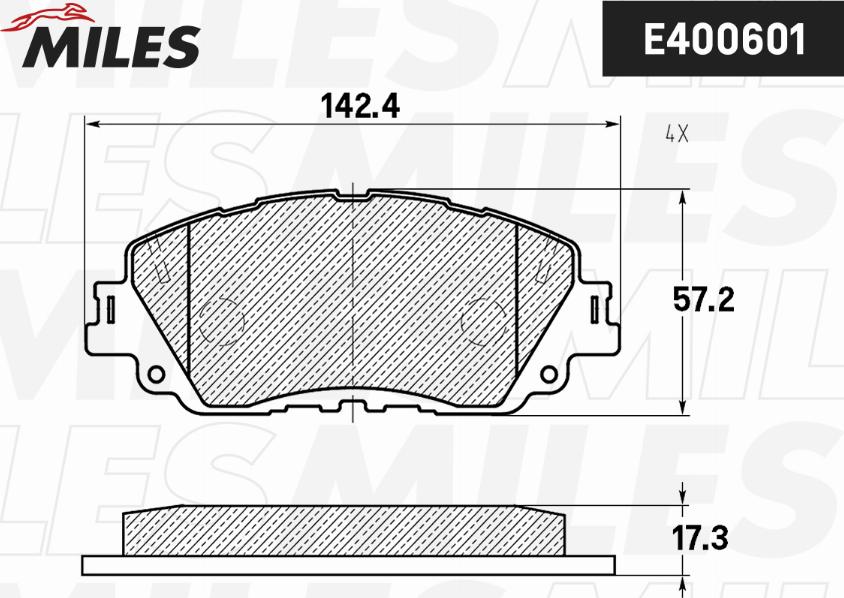 Miles E400601 - Тормозные колодки, дисковые, комплект avtokuzovplus.com.ua