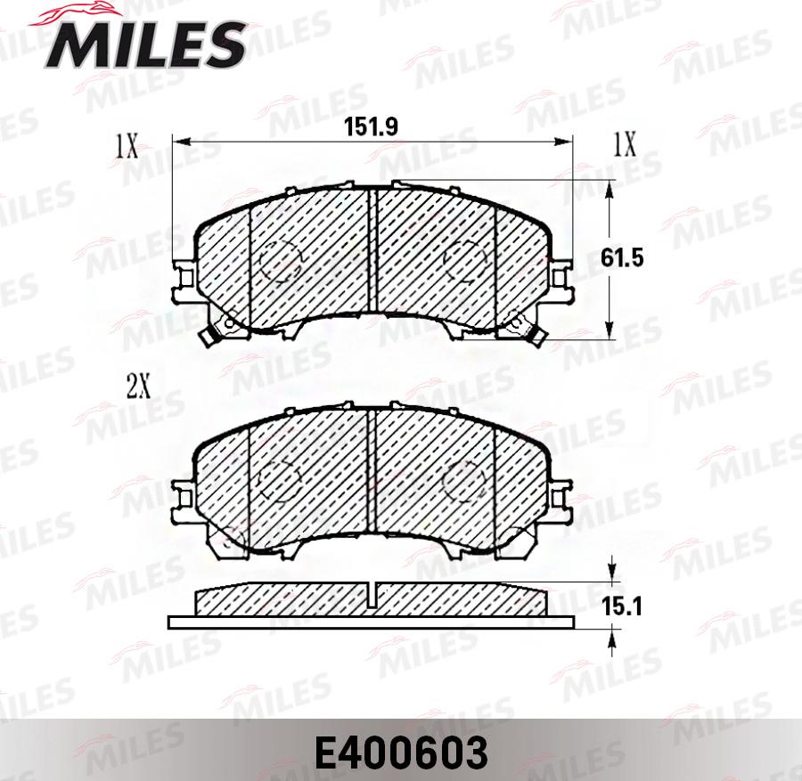 Miles E400603 - Гальмівні колодки, дискові гальма autocars.com.ua