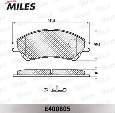 Miles E400605 - Тормозные колодки, дисковые, комплект avtokuzovplus.com.ua