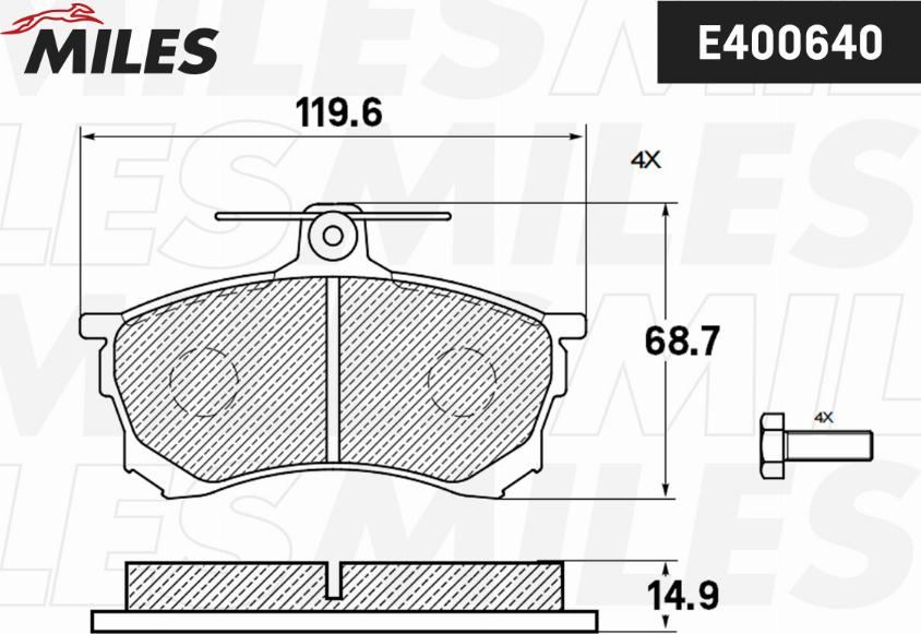 Miles E400640 - Тормозные колодки, дисковые, комплект avtokuzovplus.com.ua