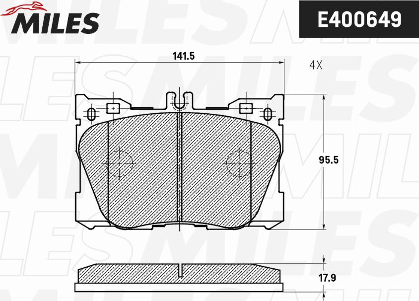 Miles E400649 - Гальмівні колодки, дискові гальма autocars.com.ua