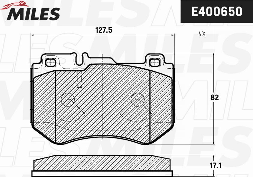 Miles E400650 - Тормозные колодки, дисковые, комплект avtokuzovplus.com.ua