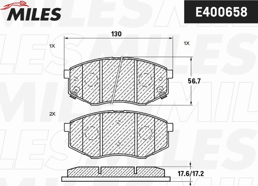 Miles E400658 - Тормозные колодки, дисковые, комплект avtokuzovplus.com.ua