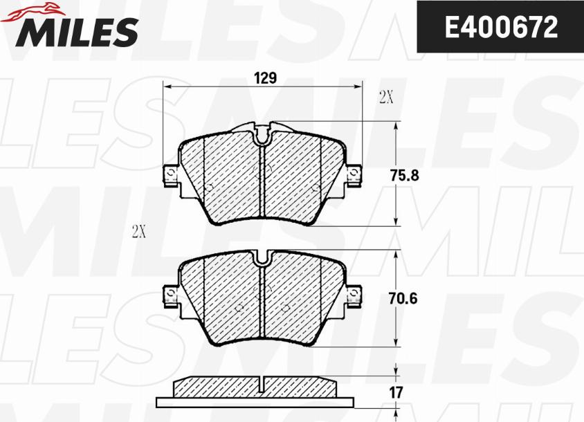 Miles E400672 - Тормозные колодки, дисковые, комплект avtokuzovplus.com.ua