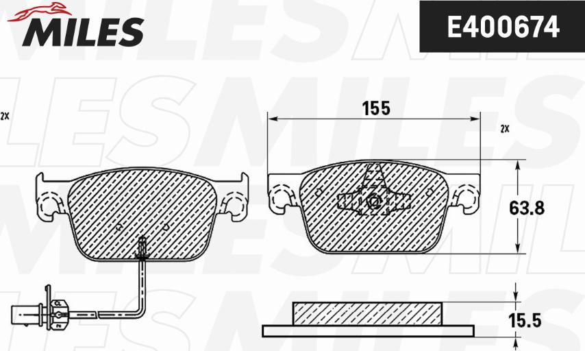 Miles E400674 - Тормозные колодки, дисковые, комплект avtokuzovplus.com.ua