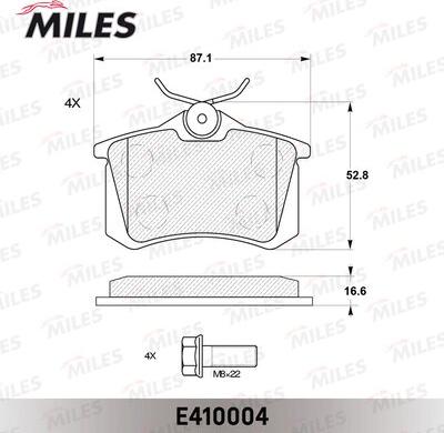 Miles E410004 - Тормозные колодки, дисковые, комплект avtokuzovplus.com.ua