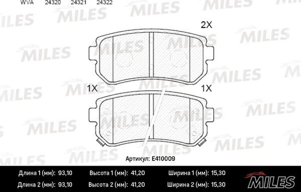 Miles E410009 - Гальмівні колодки, дискові гальма autocars.com.ua
