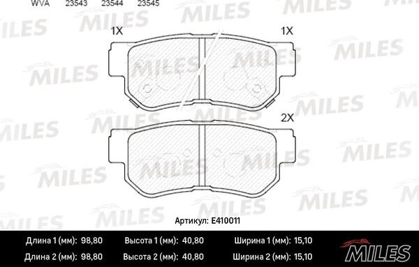 Miles E410011 - Тормозные колодки, дисковые, комплект avtokuzovplus.com.ua