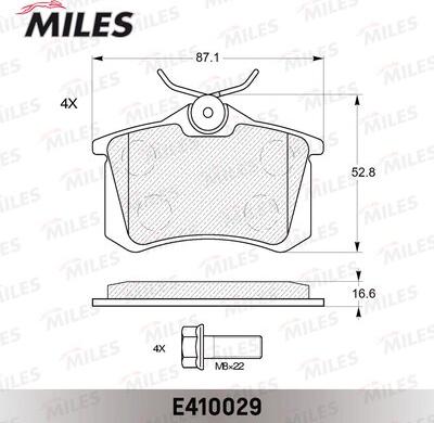 Miles E410029 - Тормозные колодки, дисковые, комплект autodnr.net