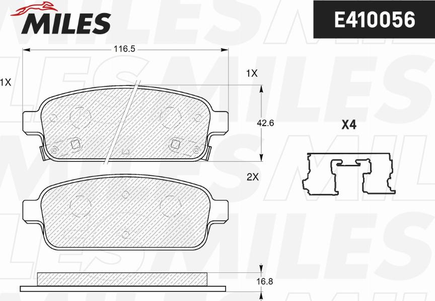 Miles E410056 - Тормозные колодки, дисковые, комплект avtokuzovplus.com.ua