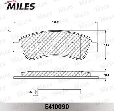 Miles E410090 - Тормозные колодки, дисковые, комплект avtokuzovplus.com.ua