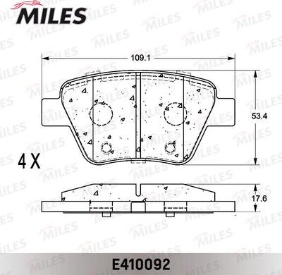 Miles E410092 - Гальмівні колодки, дискові гальма autocars.com.ua