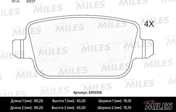 Miles E410109 - Гальмівні колодки, дискові гальма autocars.com.ua