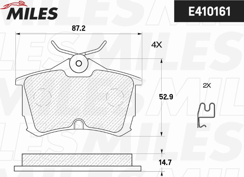 Miles E410161 - Тормозные колодки, дисковые, комплект avtokuzovplus.com.ua