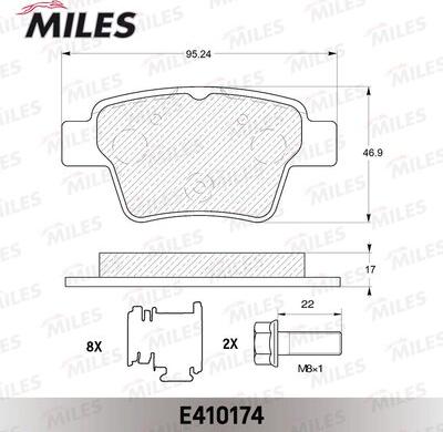 Miles E410174 - Гальмівні колодки, дискові гальма autocars.com.ua