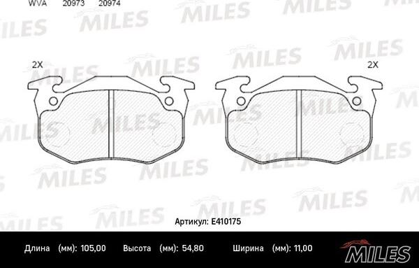 Miles E410175 - Тормозные колодки, дисковые, комплект avtokuzovplus.com.ua