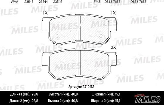 Miles E410178 - Гальмівні колодки, дискові гальма autocars.com.ua