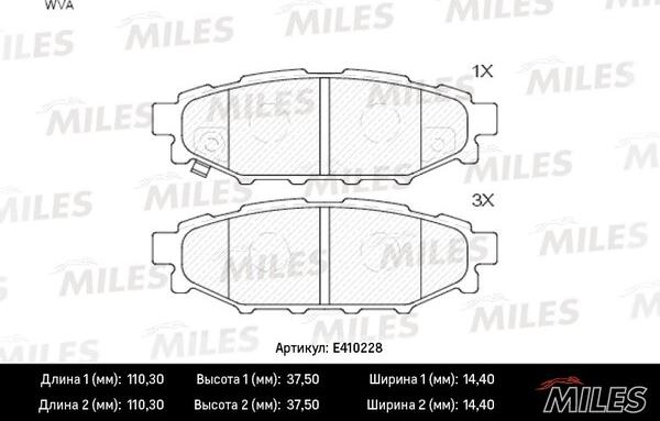 Miles E410228 - Гальмівні колодки, дискові гальма autocars.com.ua