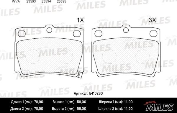 Miles E410230 - Гальмівні колодки, дискові гальма autocars.com.ua