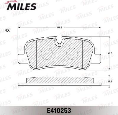 Miles E410253 - Гальмівні колодки, дискові гальма autocars.com.ua