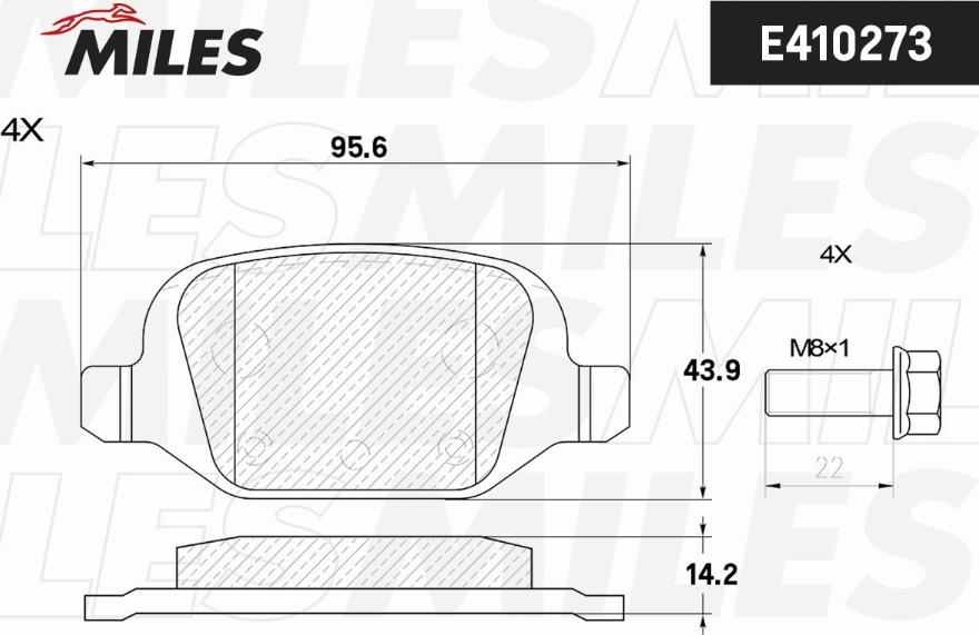 Miles E410273 - Гальмівні колодки, дискові гальма autocars.com.ua