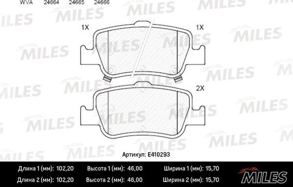 Miles E410293 - Тормозные колодки, дисковые, комплект avtokuzovplus.com.ua