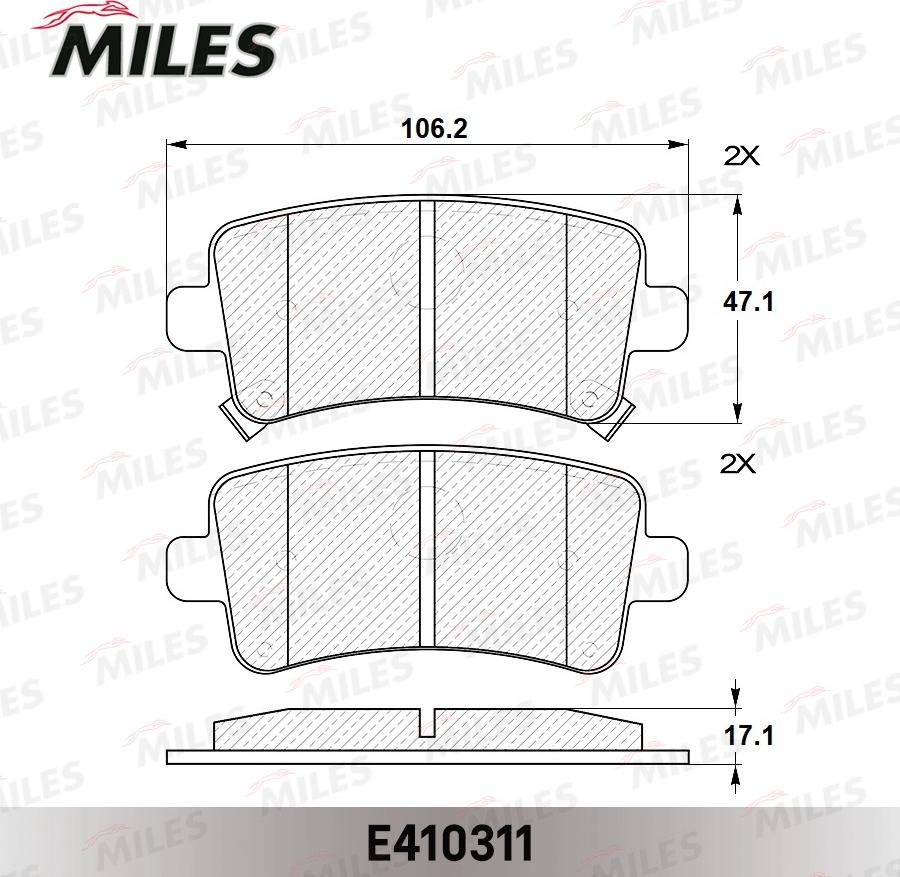 Miles E410311 - Гальмівні колодки, дискові гальма autocars.com.ua