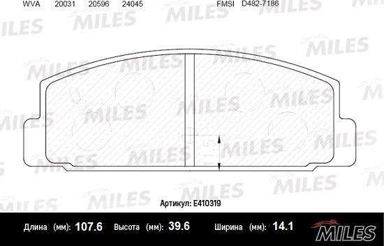 Miles E410319 - Гальмівні колодки, дискові гальма autocars.com.ua