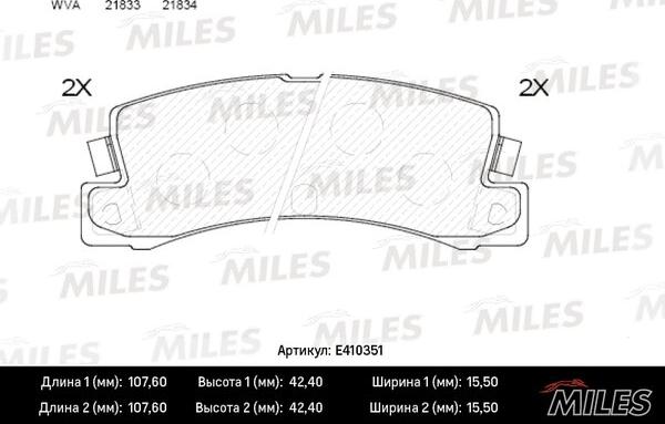 Miles E410351 - Гальмівні колодки, дискові гальма autocars.com.ua