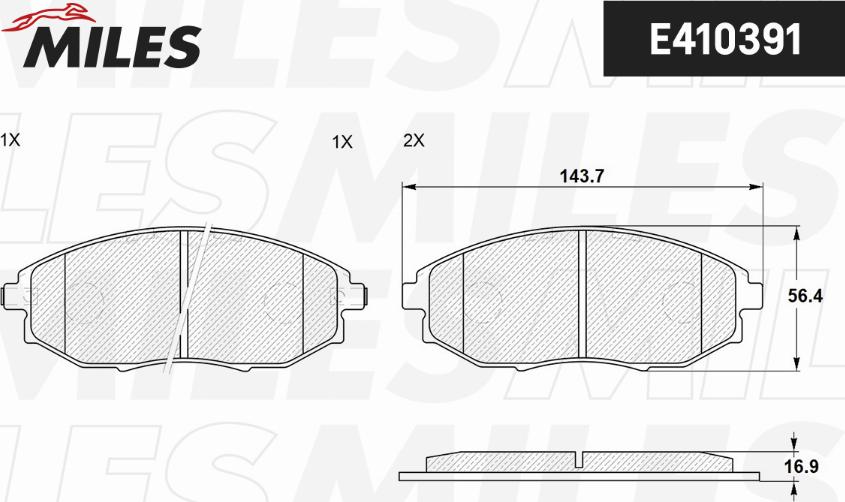 Miles E410391 - Гальмівні колодки, дискові гальма autocars.com.ua