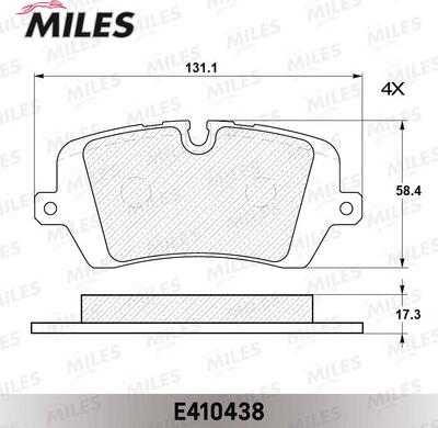 Miles E410438 - Тормозные колодки, дисковые, комплект avtokuzovplus.com.ua