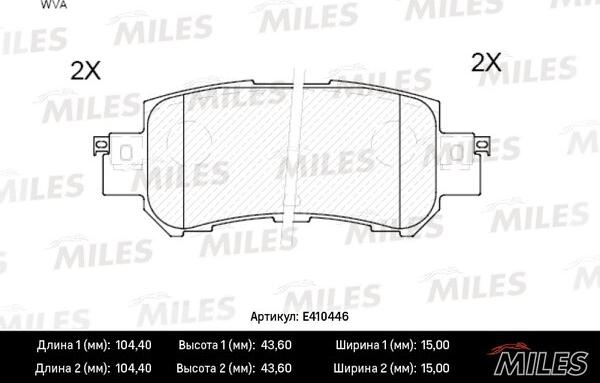 Miles E410446 - Тормозные колодки, дисковые, комплект avtokuzovplus.com.ua