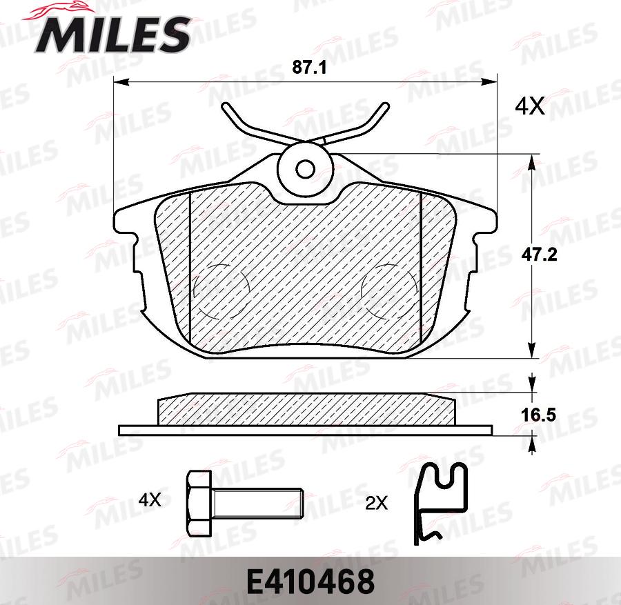 Miles E410468 - Гальмівні колодки, дискові гальма autocars.com.ua