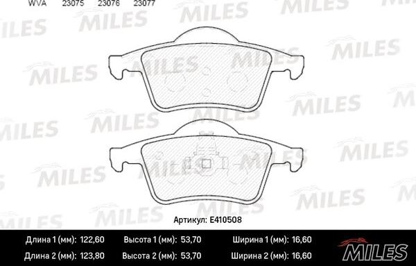 Miles E410508 - Тормозные колодки, дисковые, комплект avtokuzovplus.com.ua