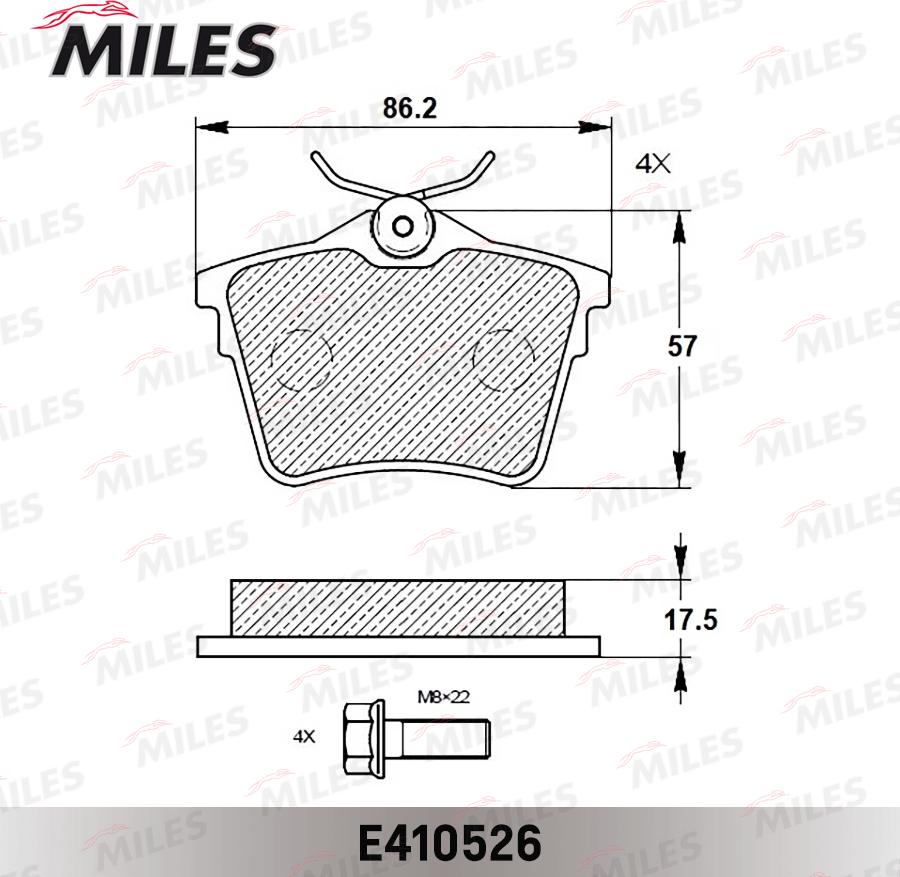 Miles E410526 - Гальмівні колодки, дискові гальма autocars.com.ua