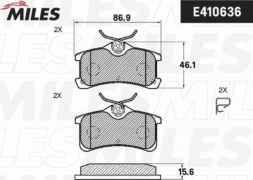 Miles E410636 - Гальмівні колодки, дискові гальма autocars.com.ua