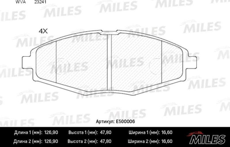 Miles E500006 - Гальмівні колодки, дискові гальма autocars.com.ua