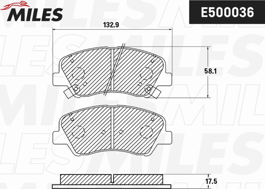 Miles E500036 - Гальмівні колодки, дискові гальма autocars.com.ua