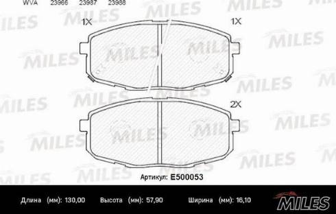 Miles E500053 - Тормозные колодки, дисковые, комплект avtokuzovplus.com.ua