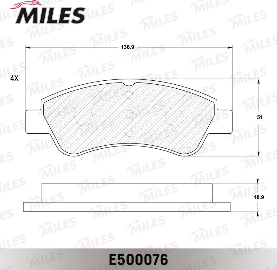 Miles E500076 - Гальмівні колодки, дискові гальма autocars.com.ua