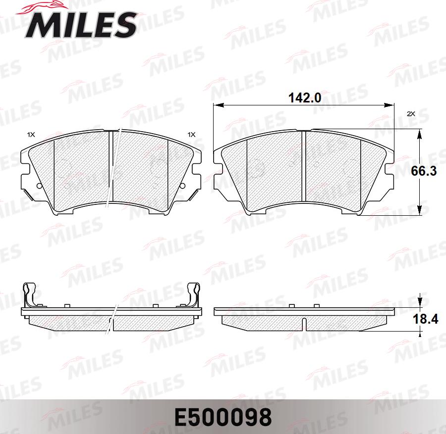 Miles E500098 - Гальмівні колодки, дискові гальма autocars.com.ua