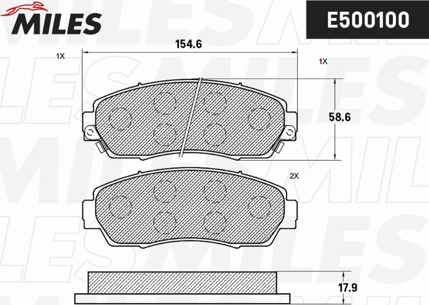 Miles E500100 - Гальмівні колодки, дискові гальма autocars.com.ua