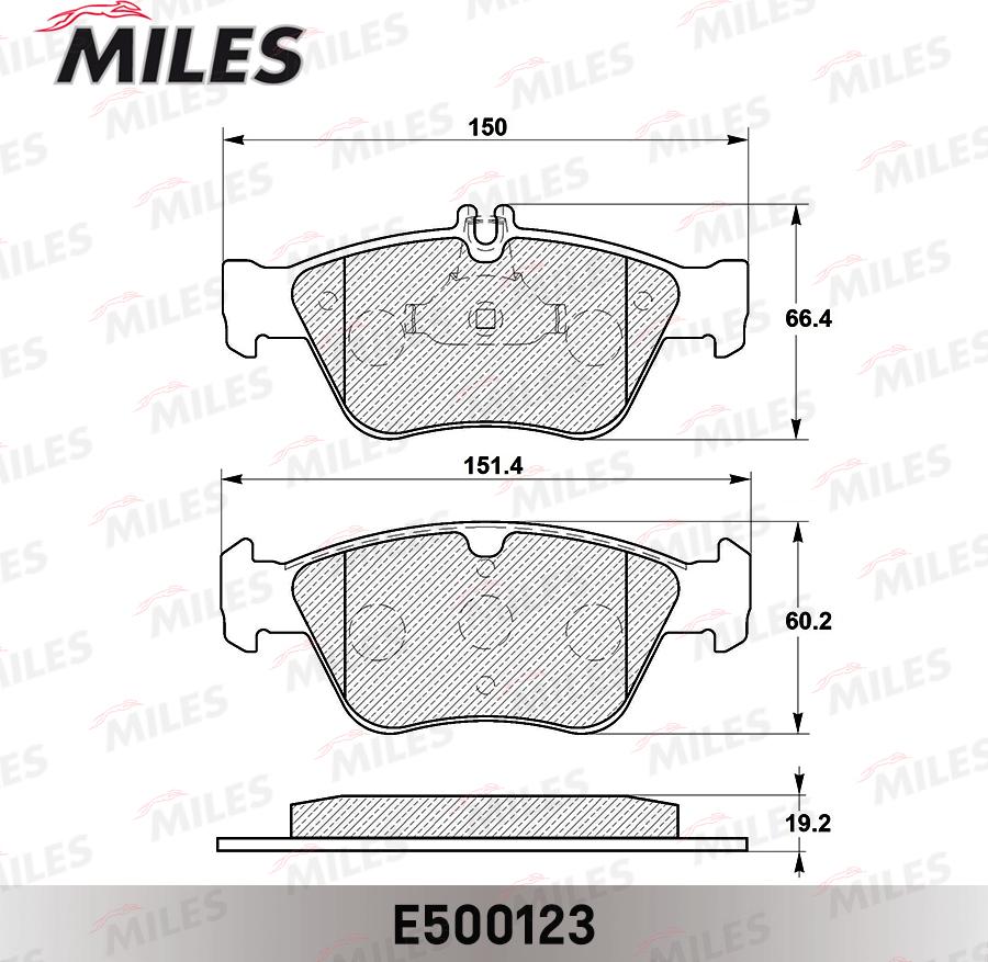 Miles E500123 - Гальмівні колодки, дискові гальма autocars.com.ua